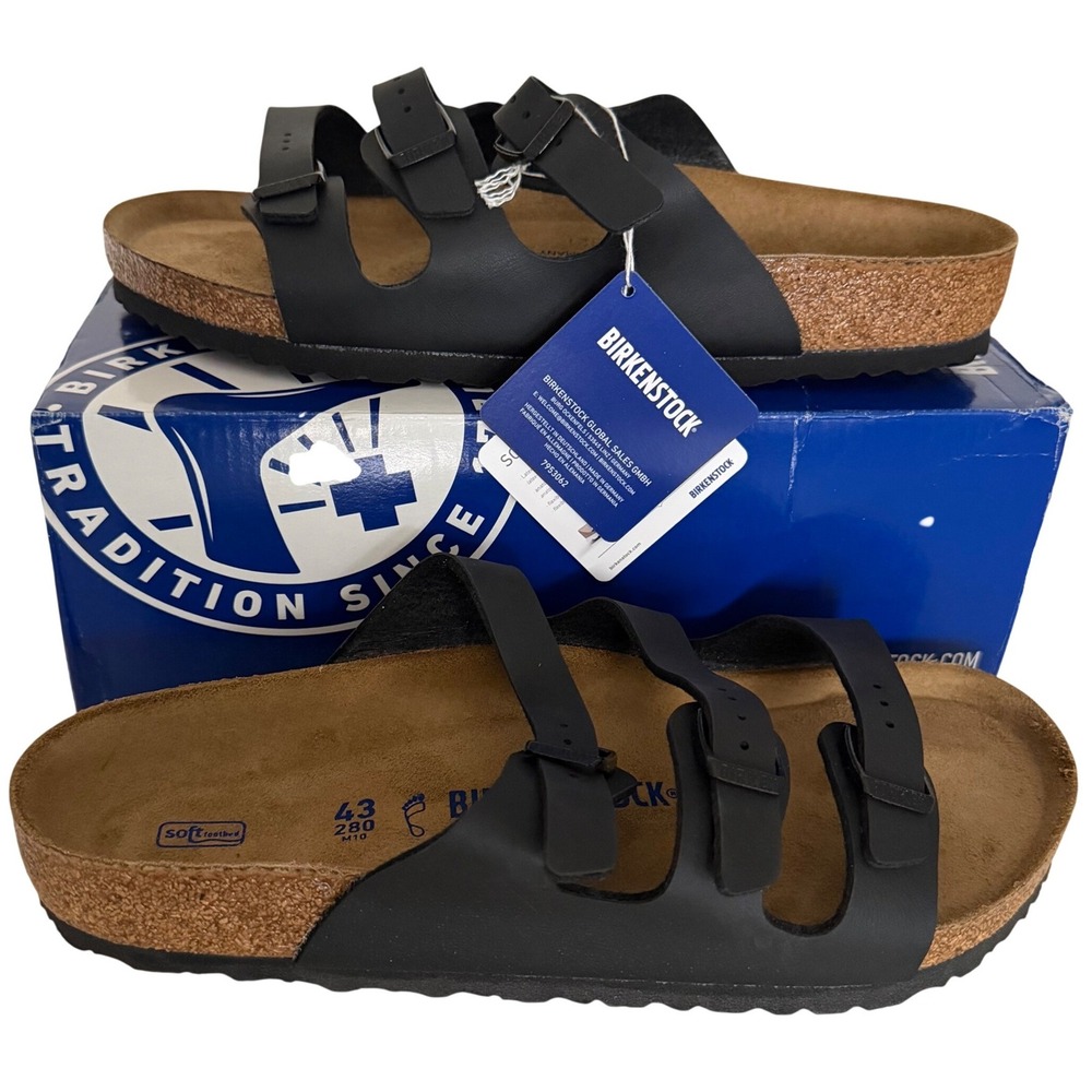 Birkenstock Florida BS Black Soft Footbed Sandals EU 43 US Mens 10 Womens 12